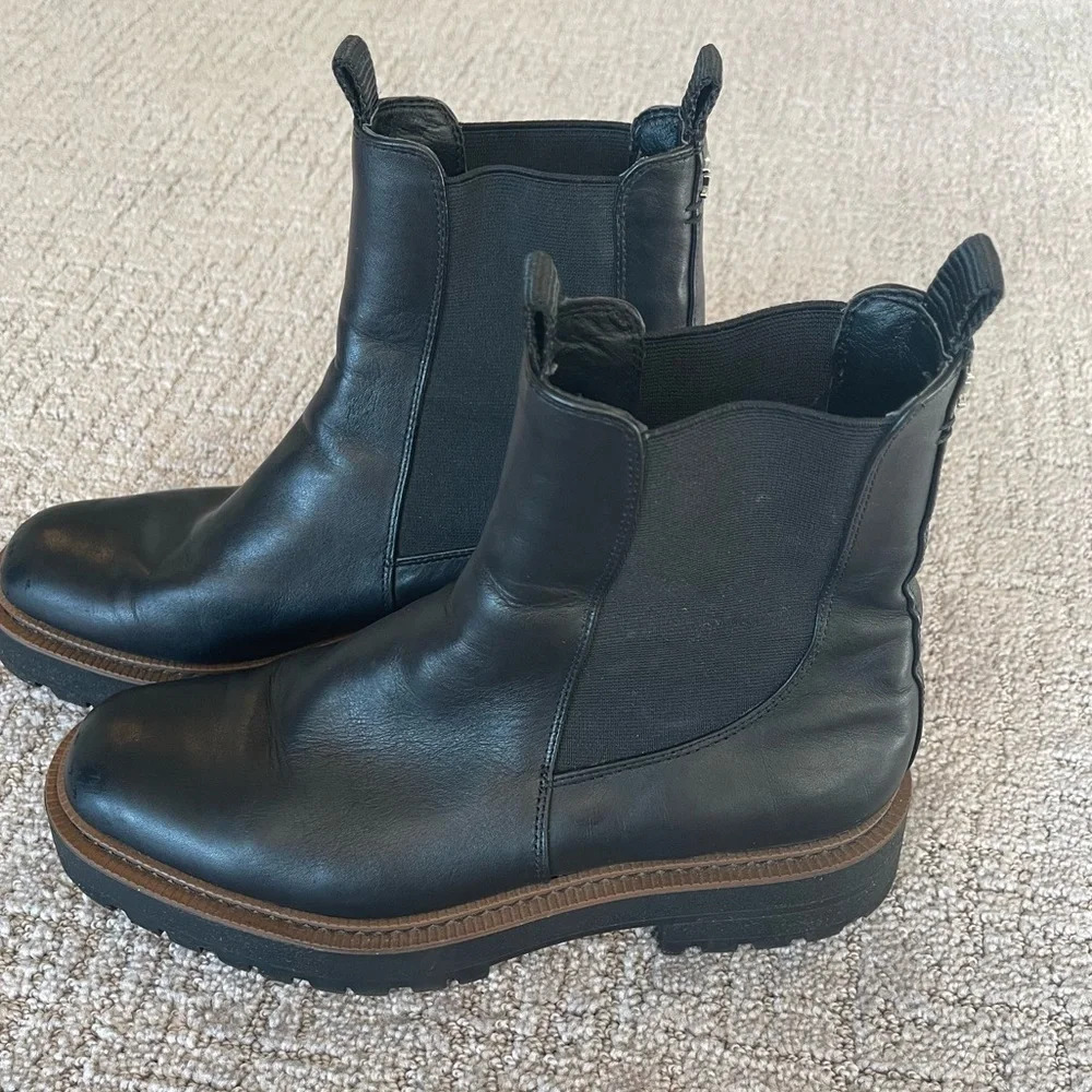 Sam Edelman Laguna Chelsea Boot, Lug Sole, Black Leather, Weatherproof, Sz 9.5 M - Picture 12 of 14